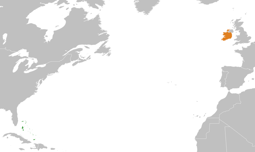 Map of Europe with Ireland highlighted in orange